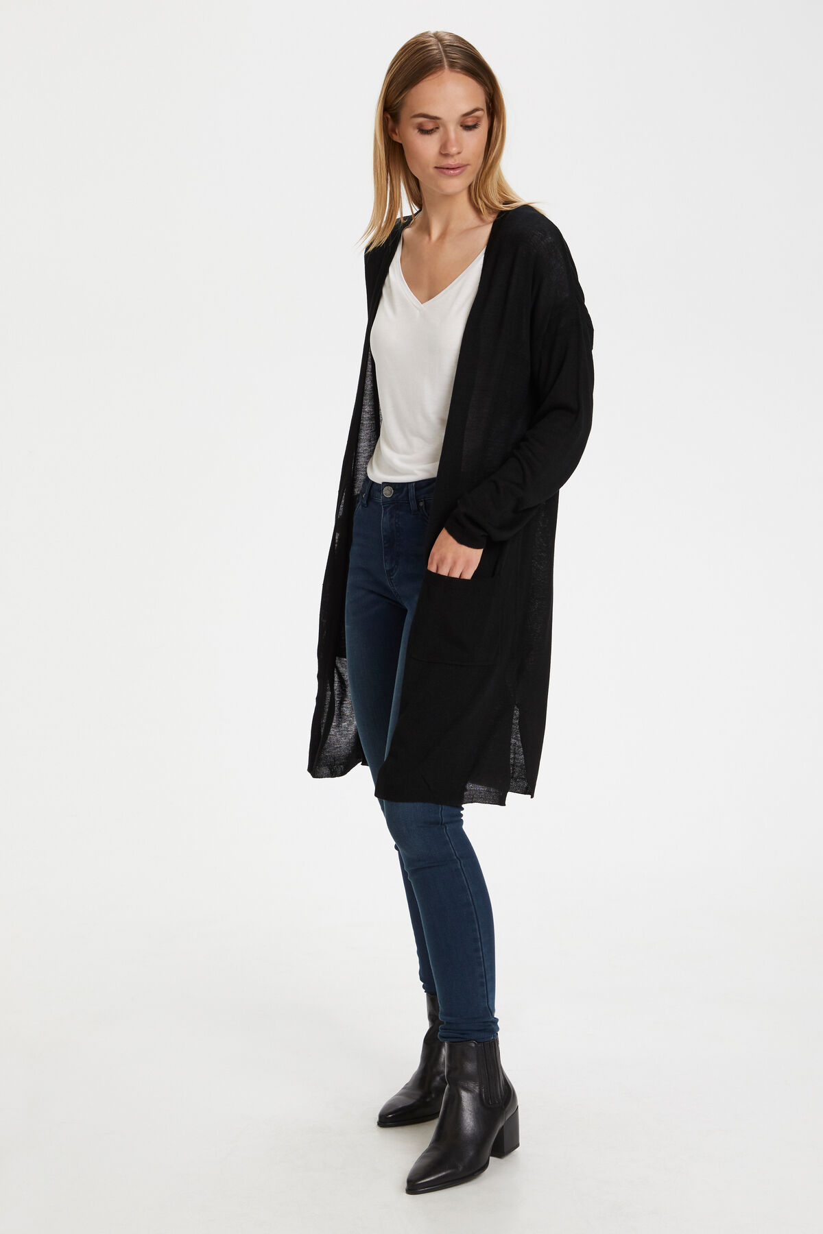 Kaffe Sandra Cardigan Long Open Front Image 2