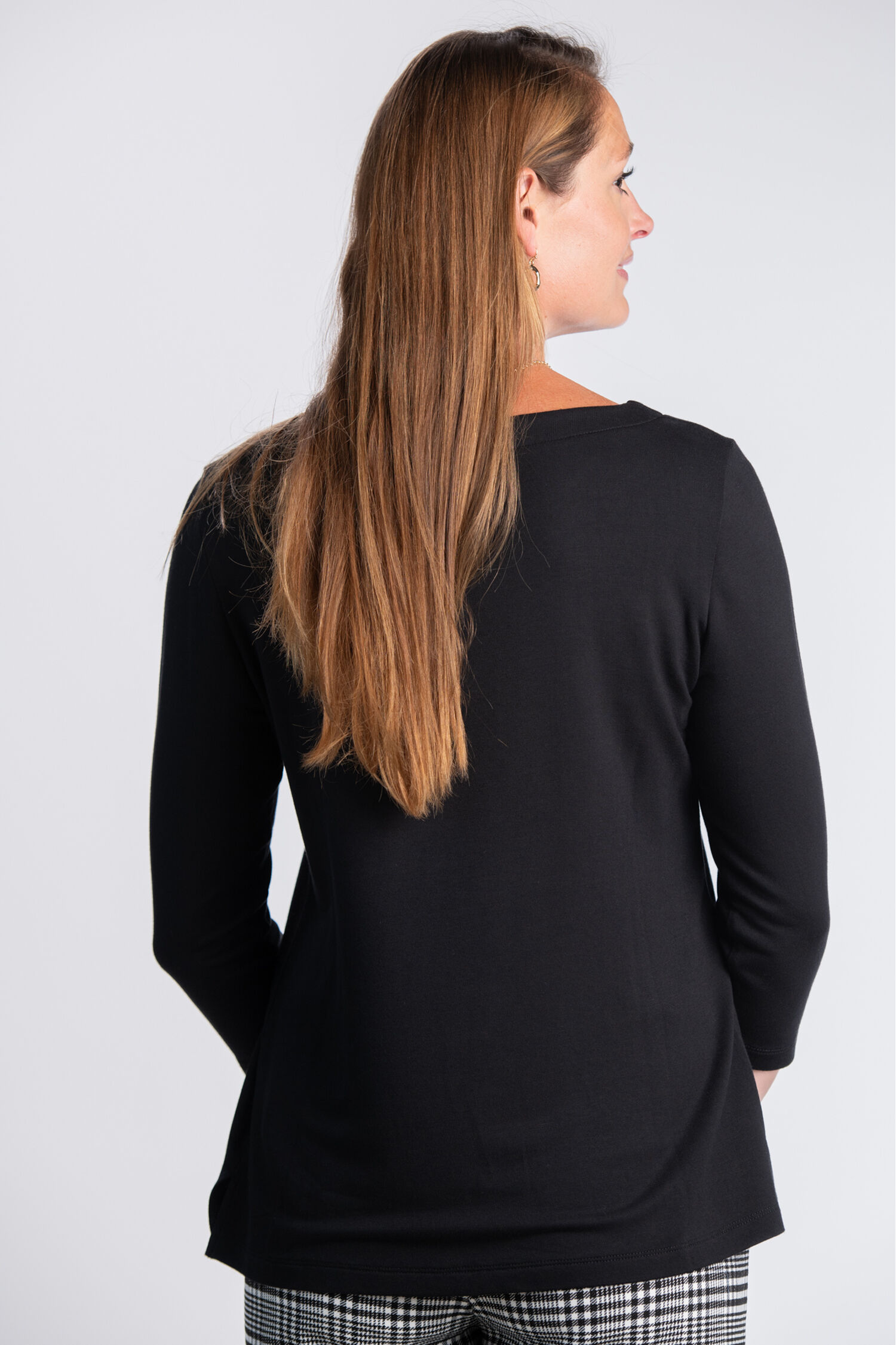 &frac34; Sleeve Boat Neck Top  Image 2