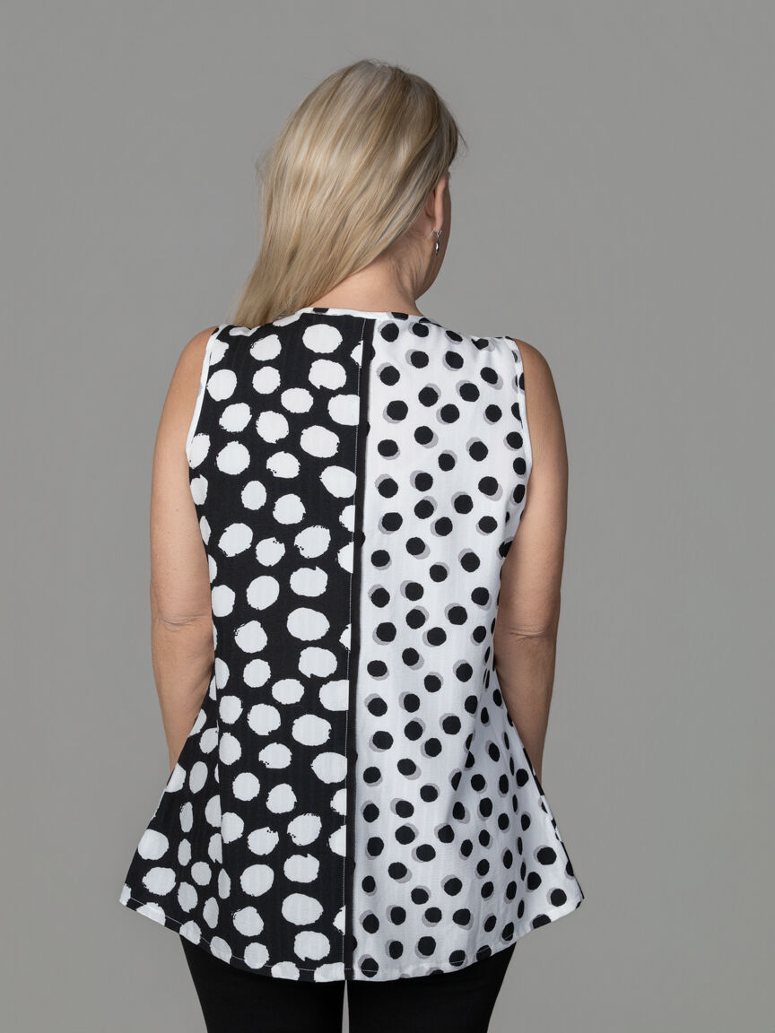 Sleeveless Button-Up Patchwork Top