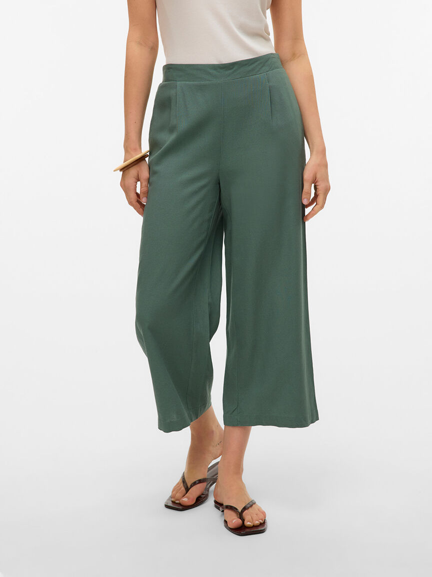 High Waisted Pull-On Ankle Pants