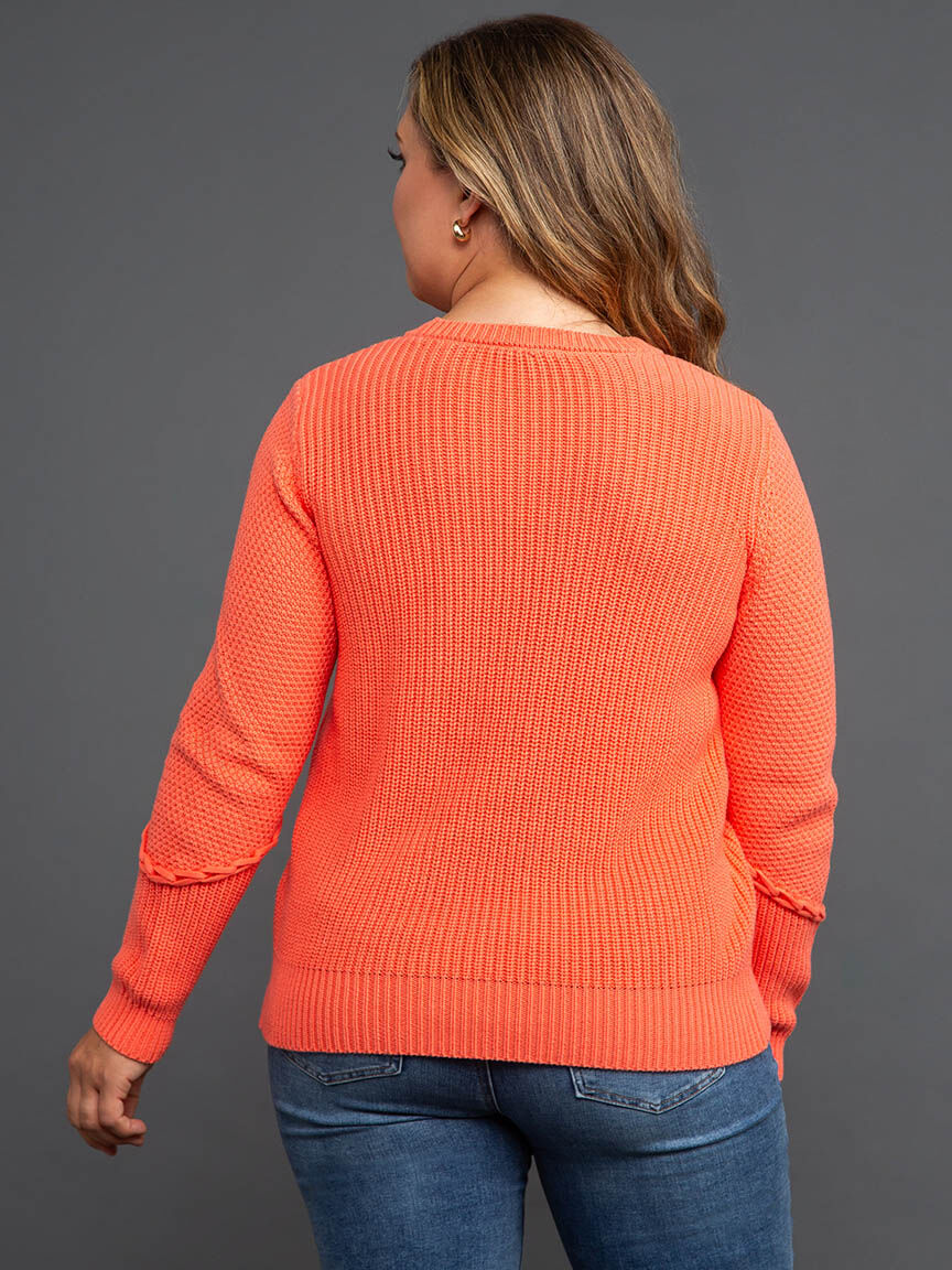 Crew Neck Sweater w/ Lace-Up Detail Image 4