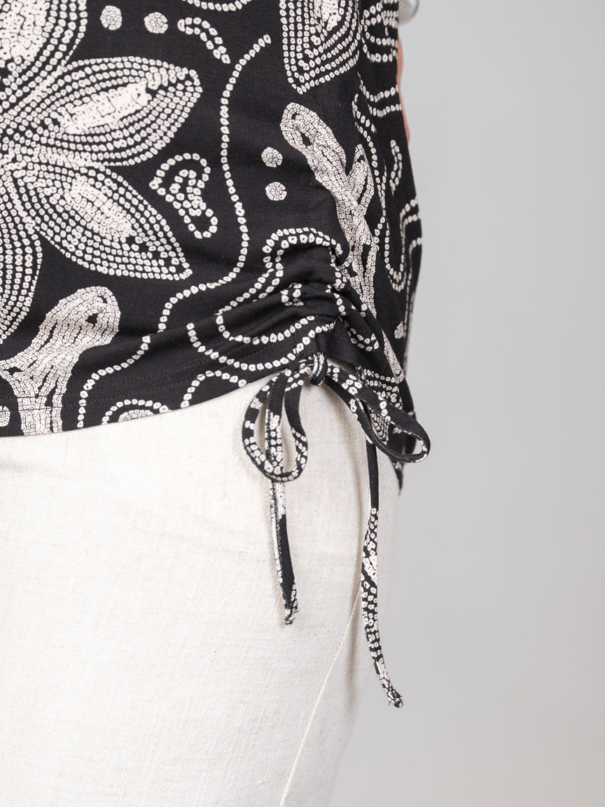 Short Sleeve Top with Drawstring Side Ruching