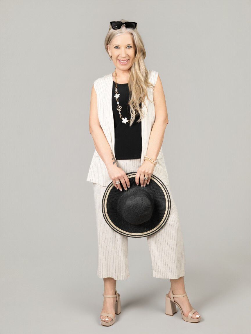 Linen Open Front Vest