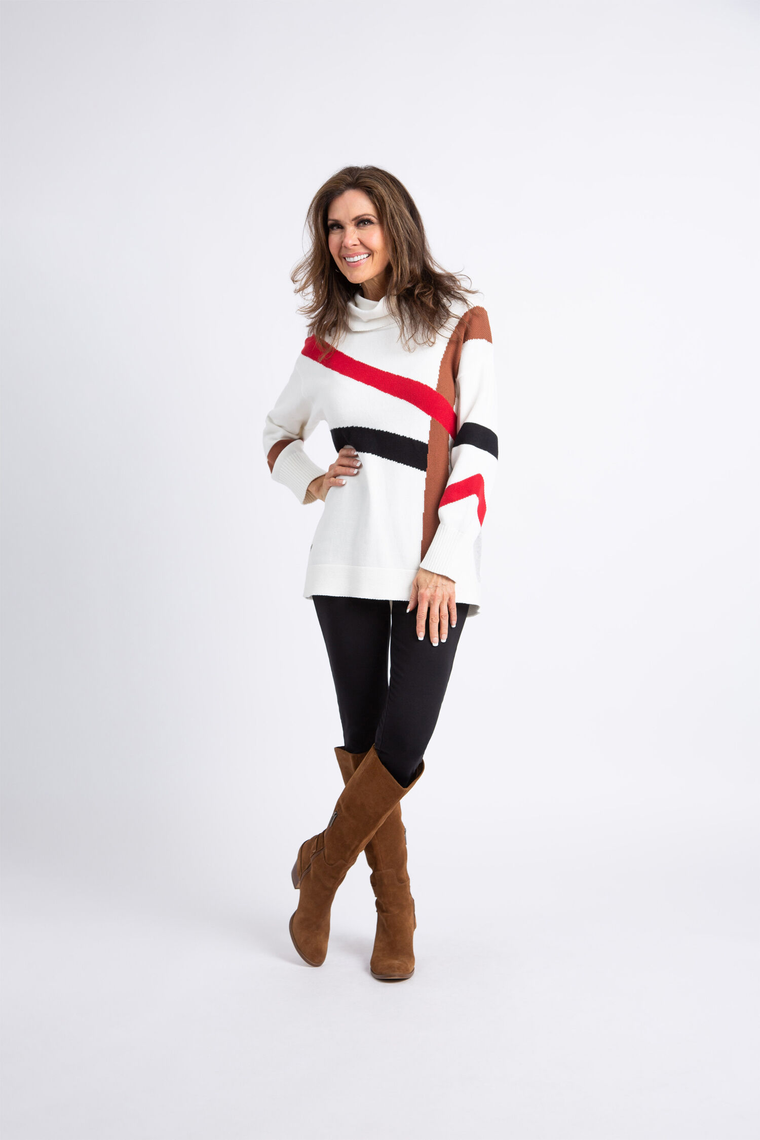 Cowl Neck Knit Ribbon Sweater  Image 1