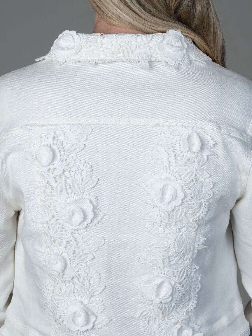 Denim Jacket With Lace Applique