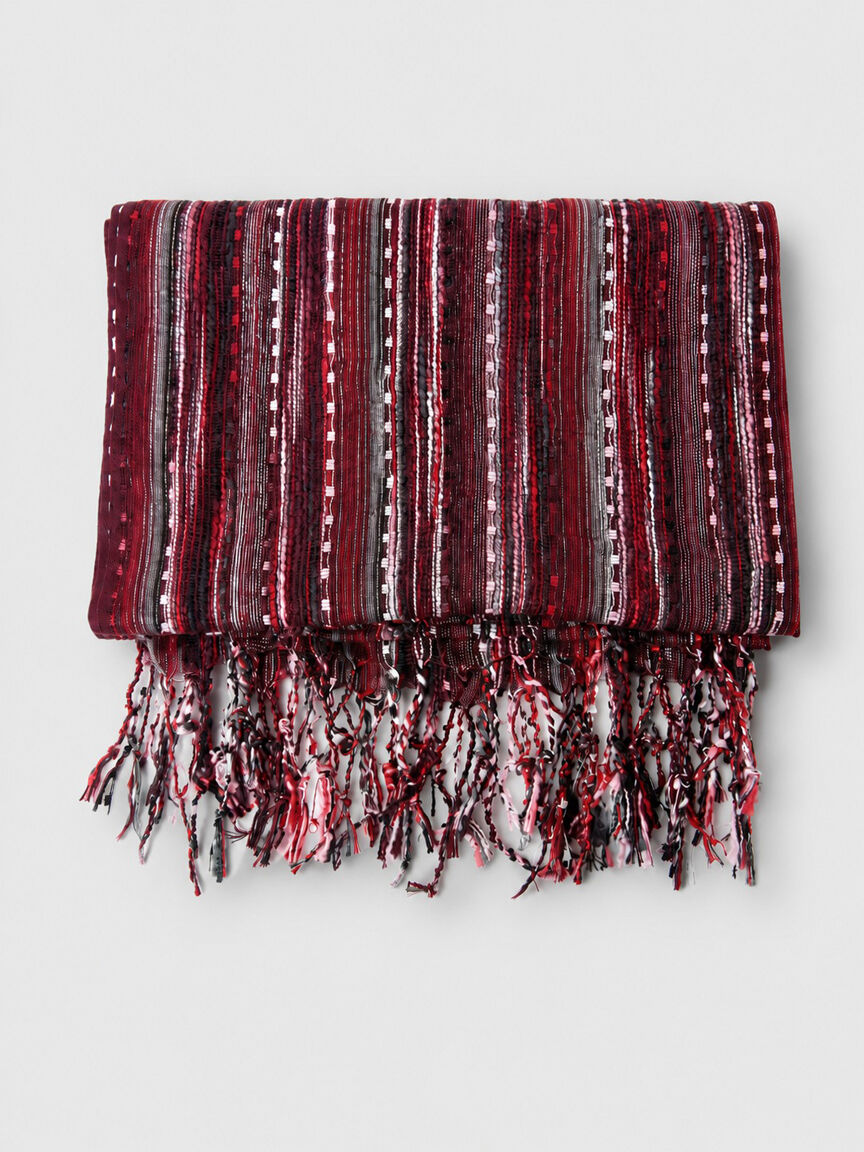 Striped Lurex Scarf with Twisted Fringe