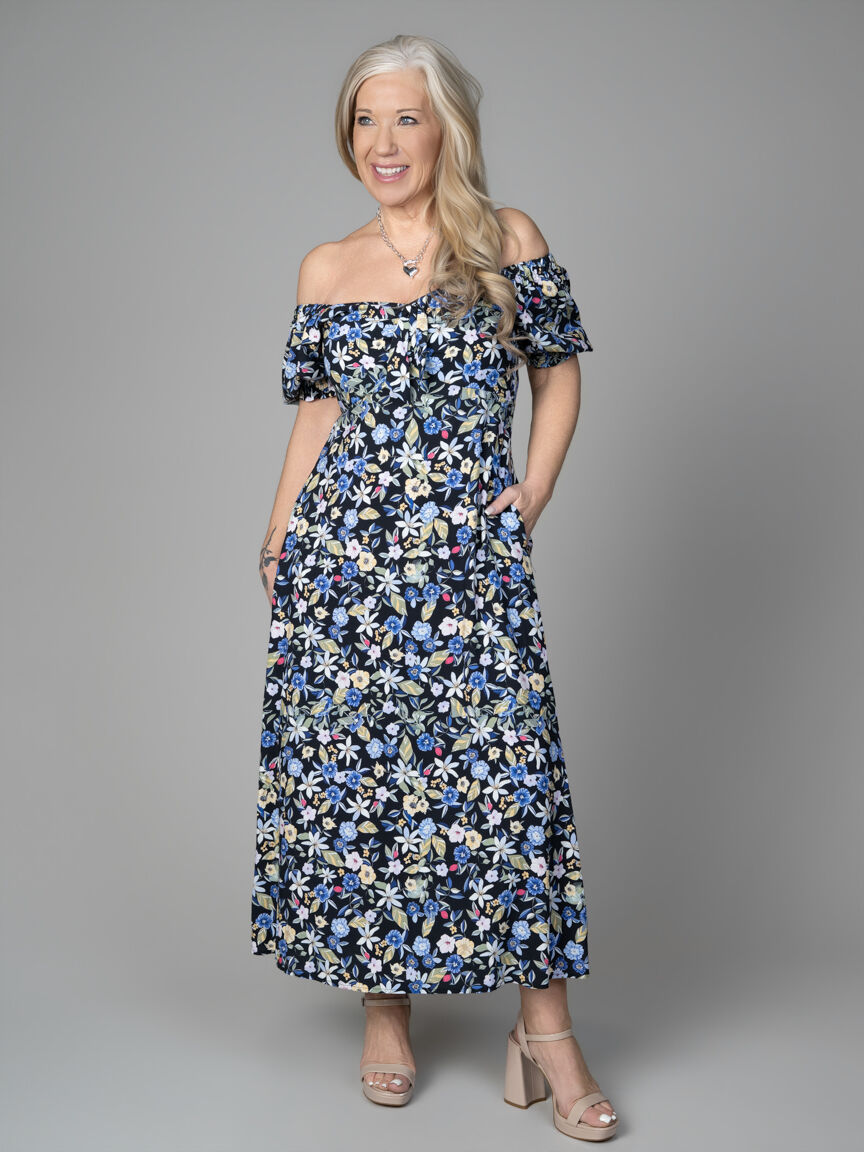 Short Sleeve MIdi Dress With Front Bow