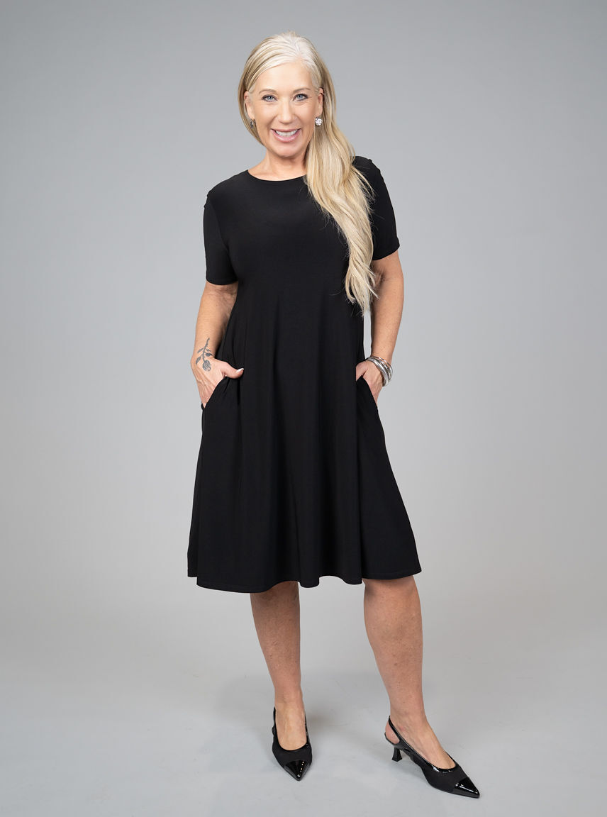 Short Sleeve Midi Dress With Pockets