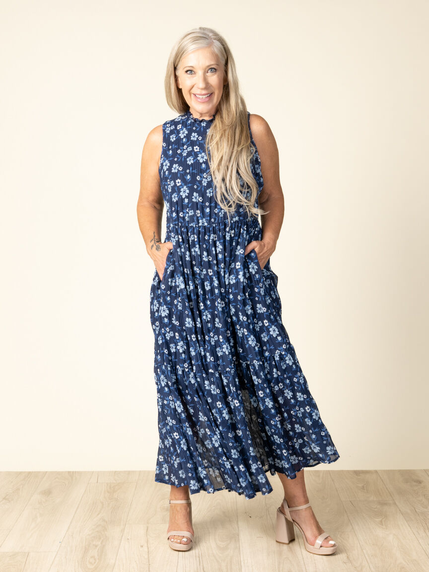 Sleeveless Printed Halter Maxi Dress Image 3