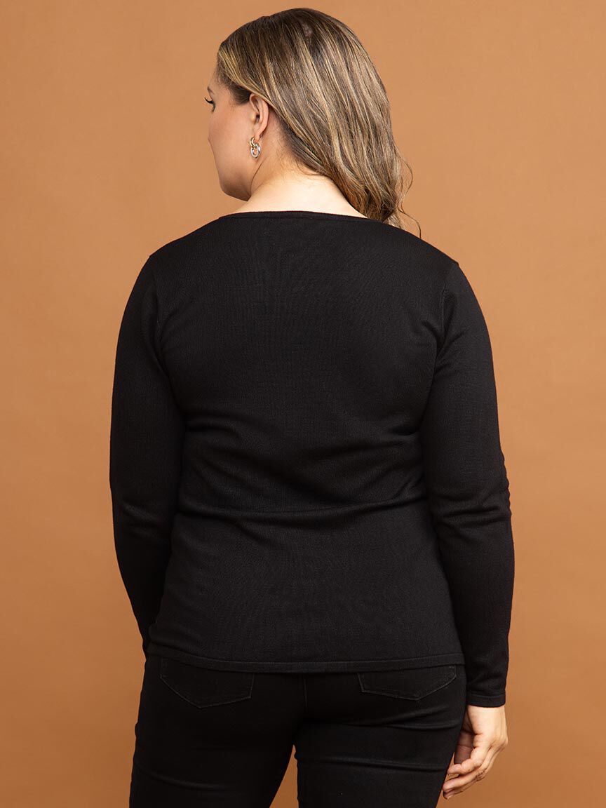 Sequin Butterfly V-Neck Top