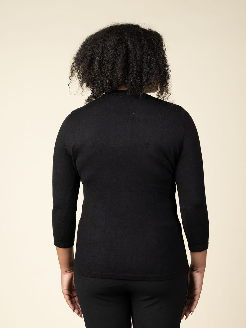 3/4 Sleeve Color Block Sweater with Hotfix