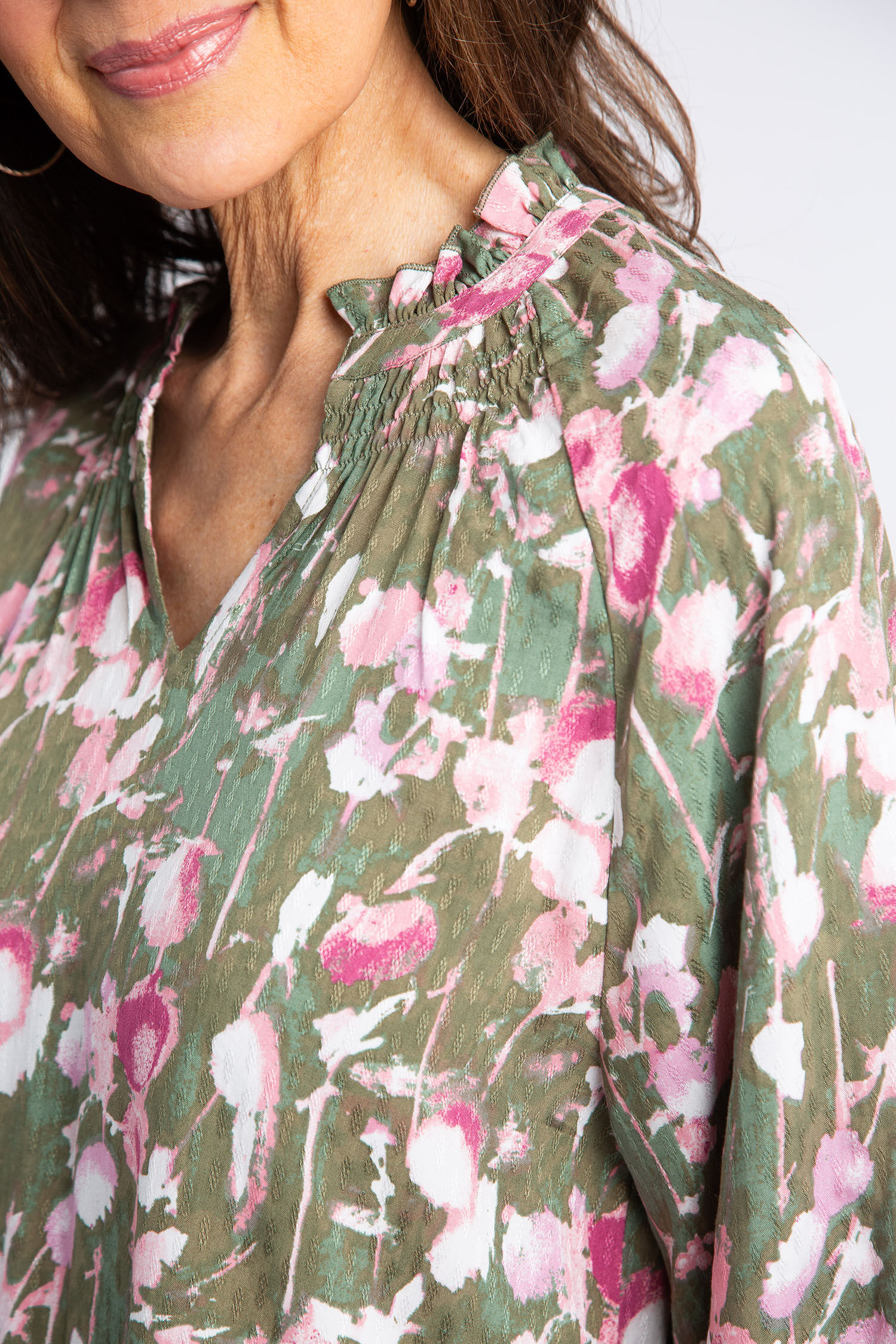 Ruffle Collar V-Neck Blouse Image 4