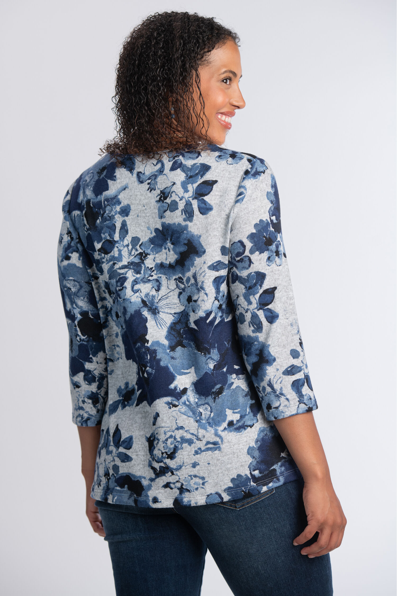 &frac34; Sleeve Tiered Hem Top Image 2