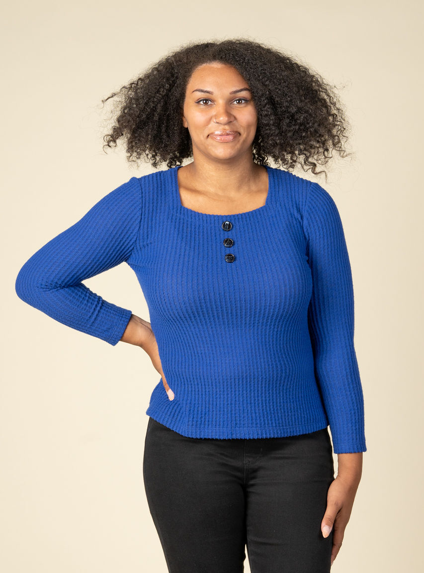 Long Sleeve Top With Square Neck