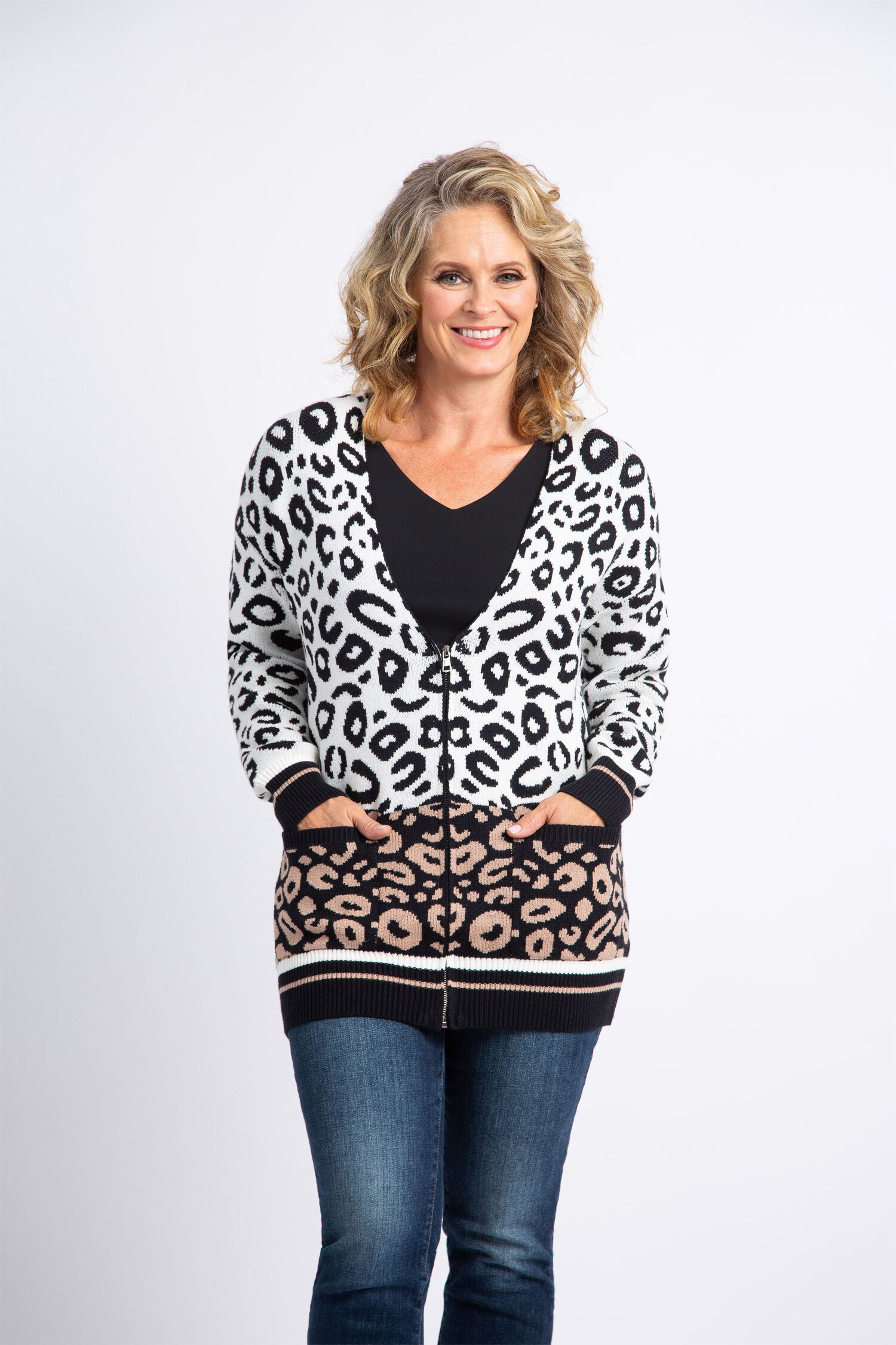 V-Neck Animal Print Cardigan  Image 1