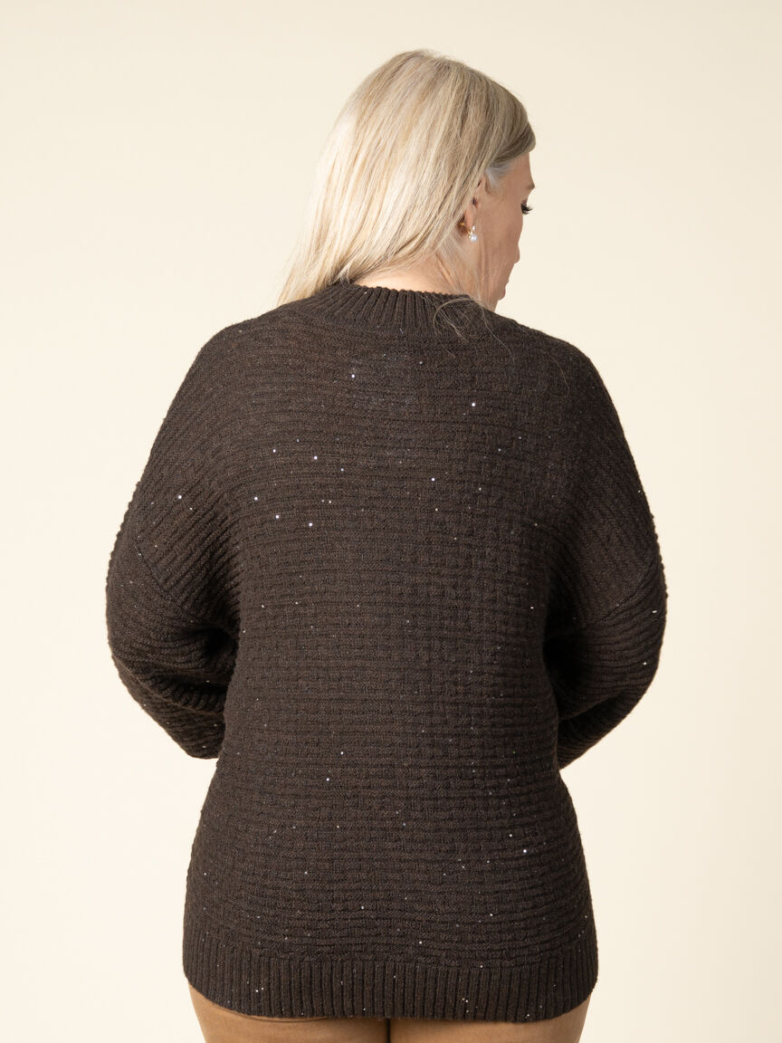 Sequin Sweater with Rhinestone Bow Detail