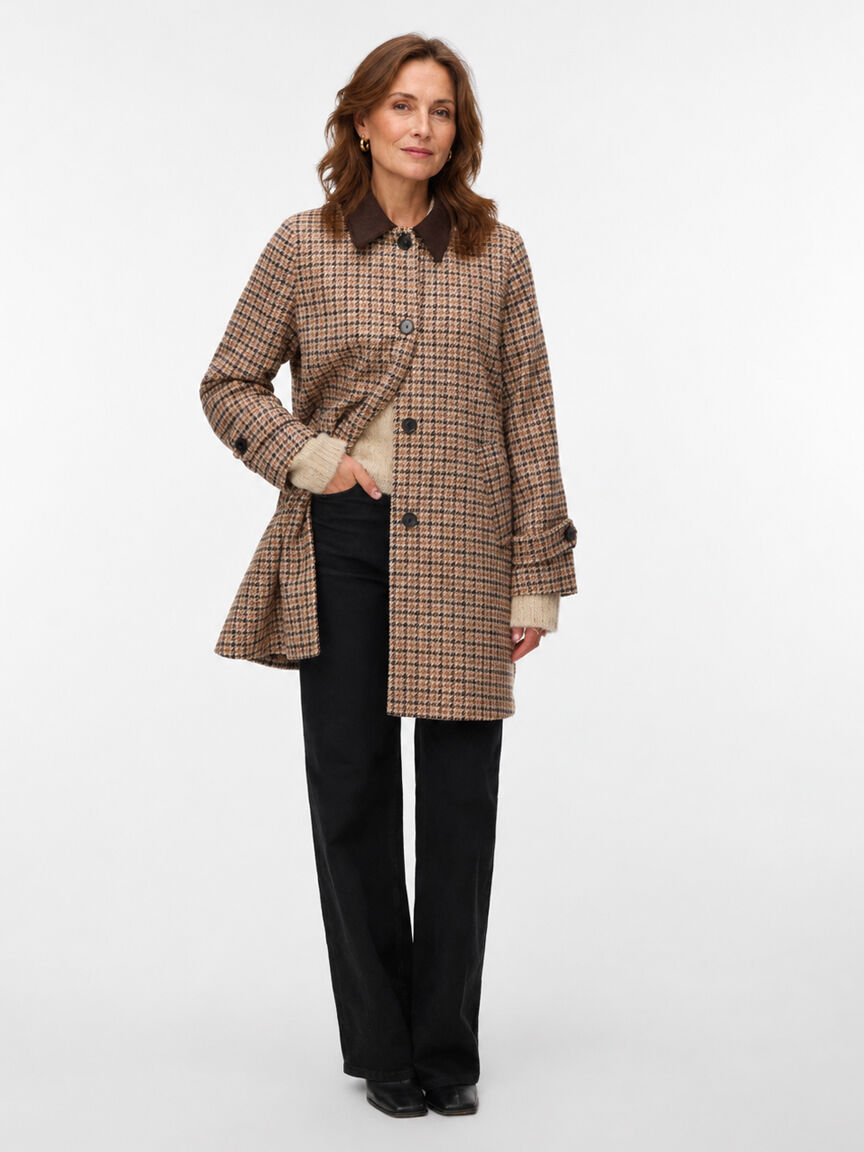 Check A-Line Coat