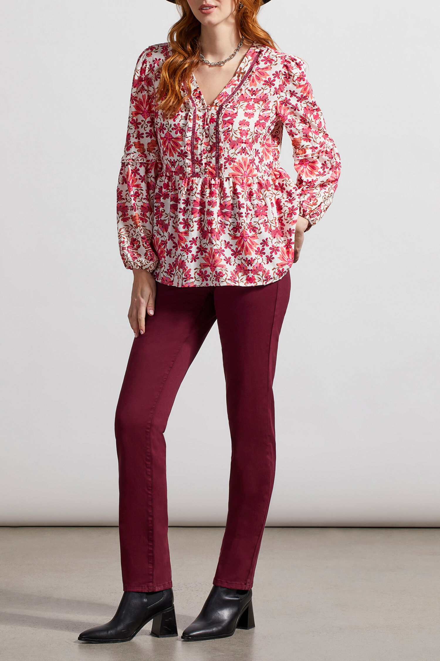 Printed Swiss Dot Peplum Blouse  Image 1