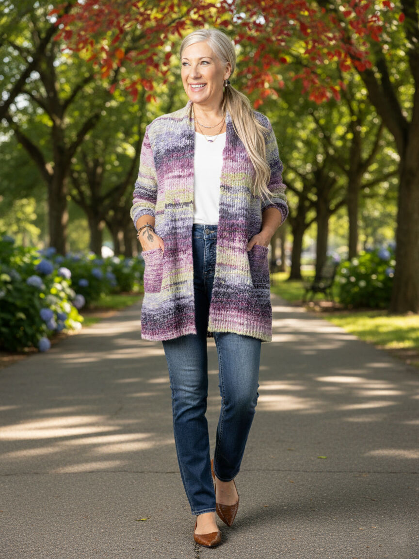 Open Front Space Dye Cardigan Image 3