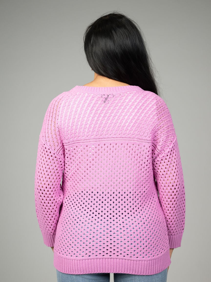 3/4 Sleeve Open-Stitch Top