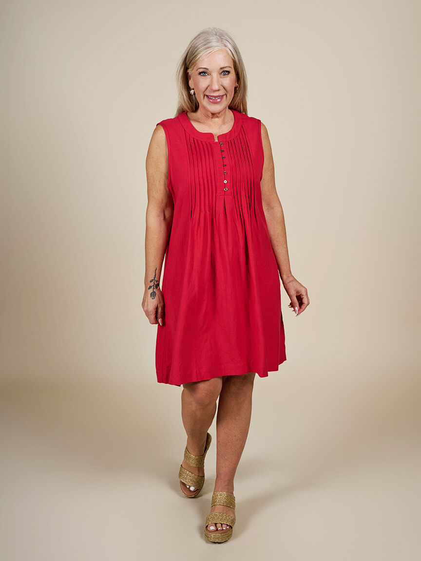 Linen Blend Sleeveless Dress  Image 1
