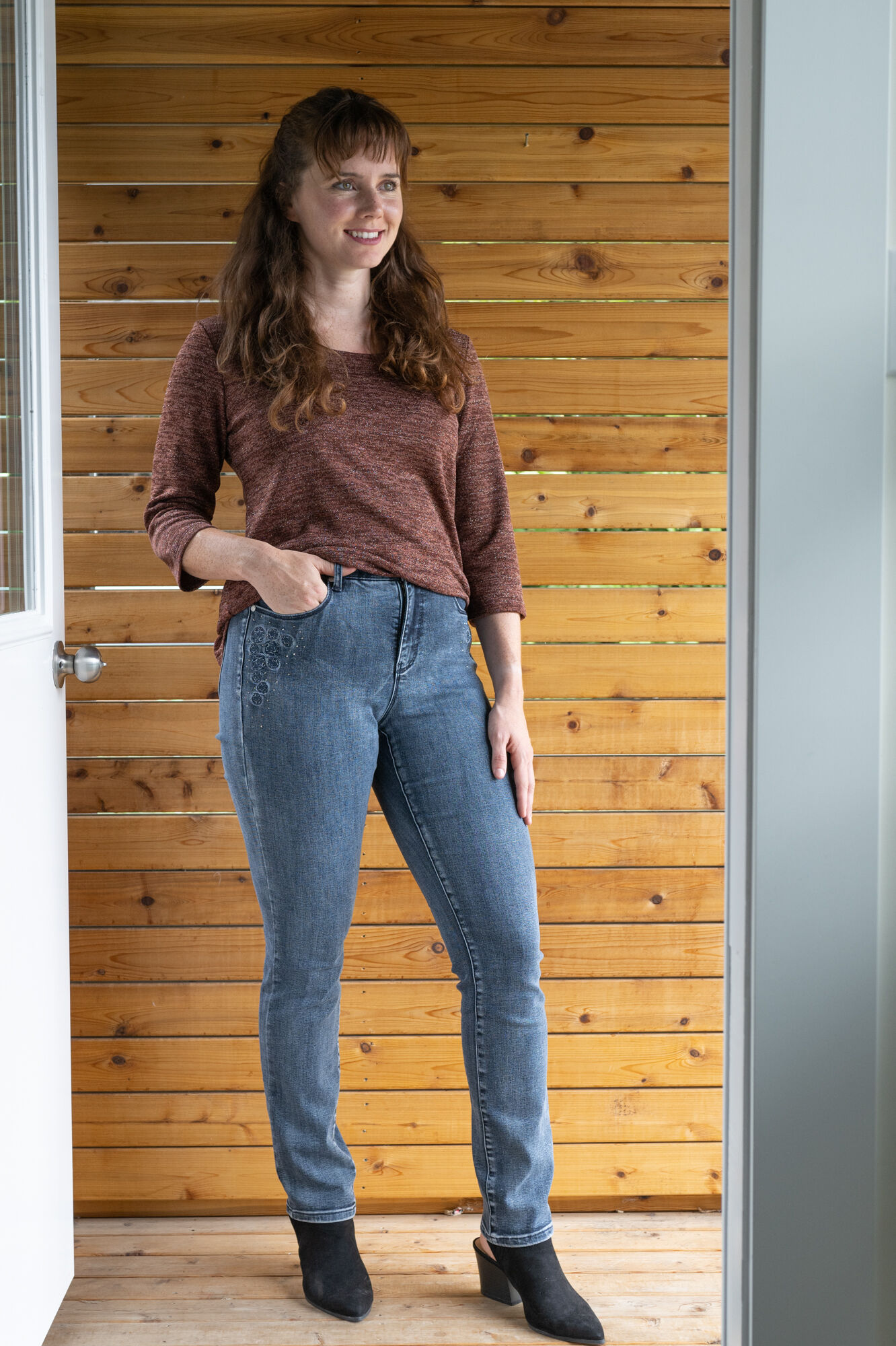 Shimmering Rust Knit Shirt Image 2