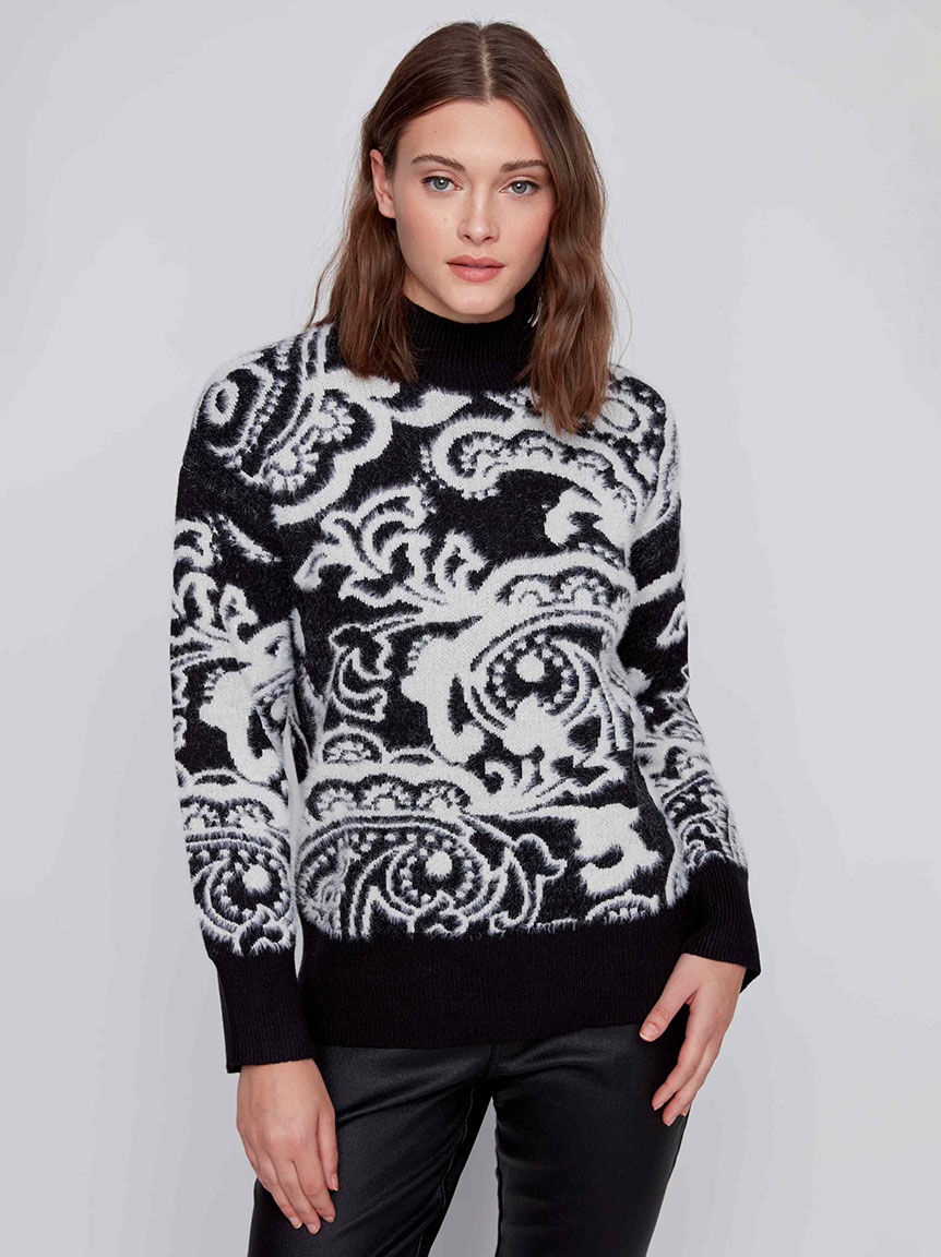 Mock Neck Eyelash Sweater Image 1