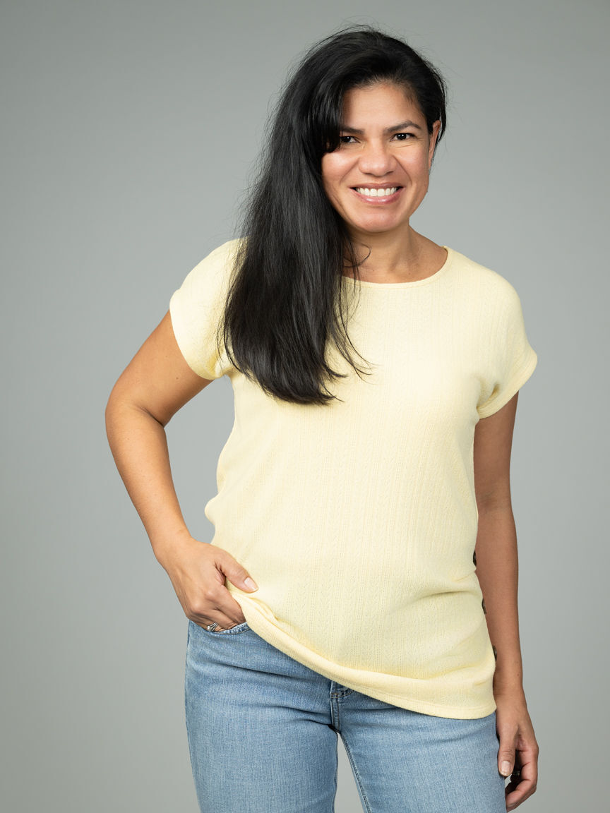 Cap Sleeve Top With Decorative Side Buttons