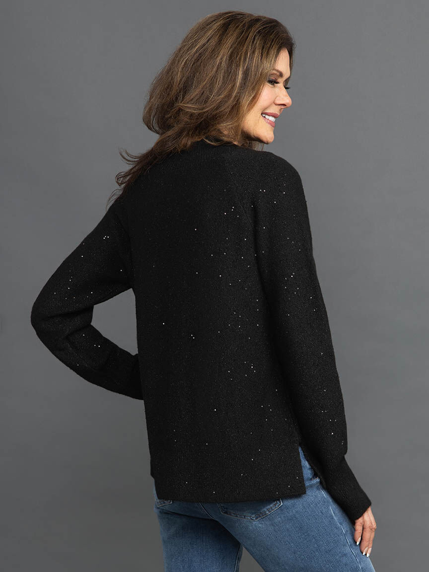 Sequins Mock Neck Long Sleeve Sweater Image 4