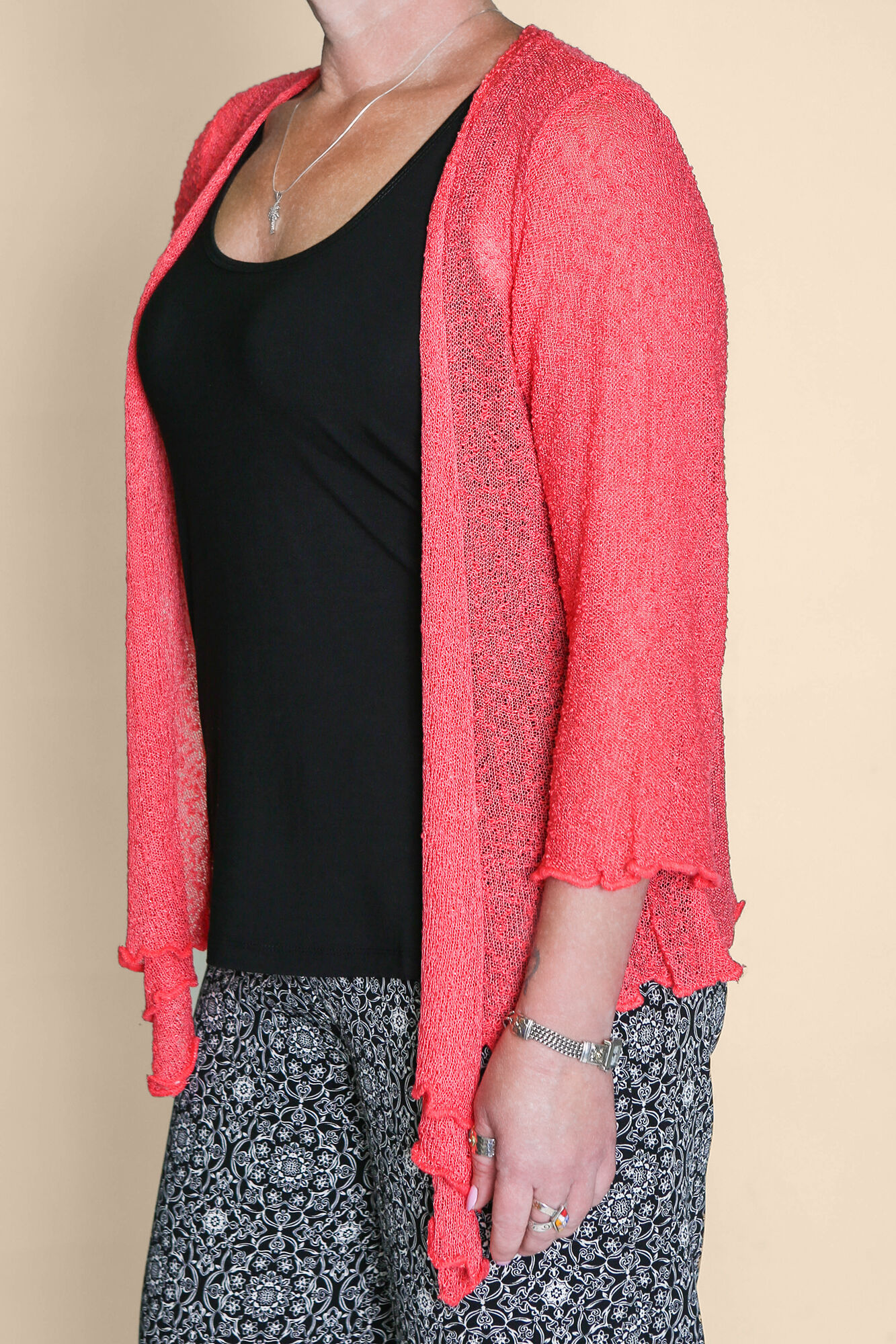 Cropped Mesh Cardigan Image 3