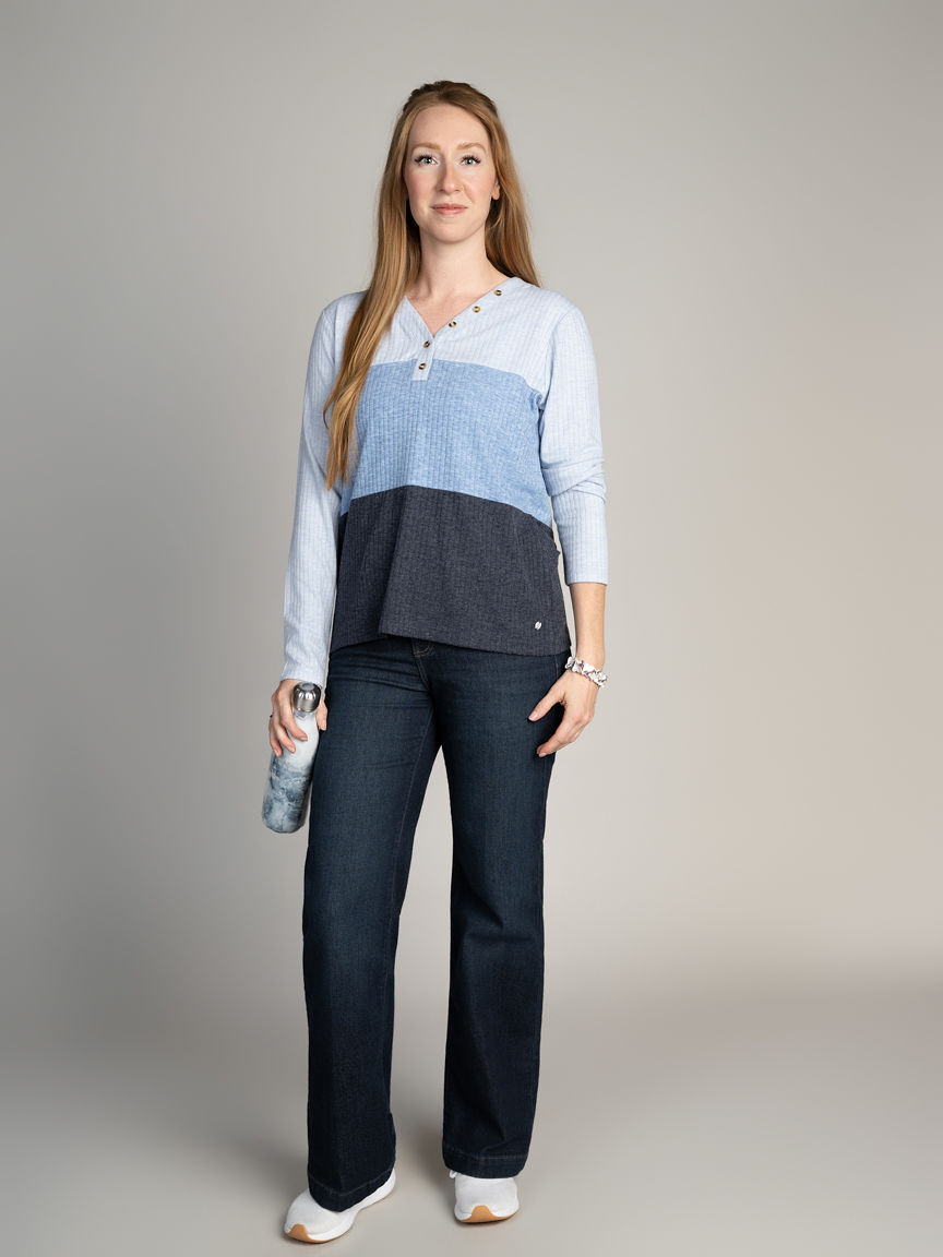 Colour Block Henley Top