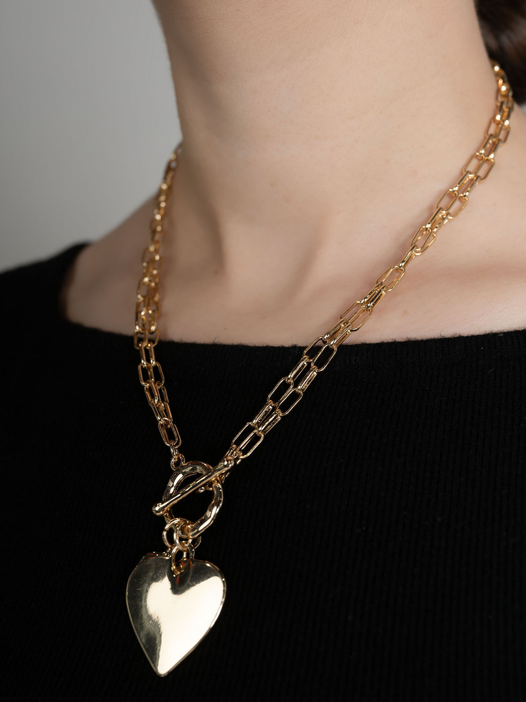 Heart Pendant Ring Closure Necklace Set
