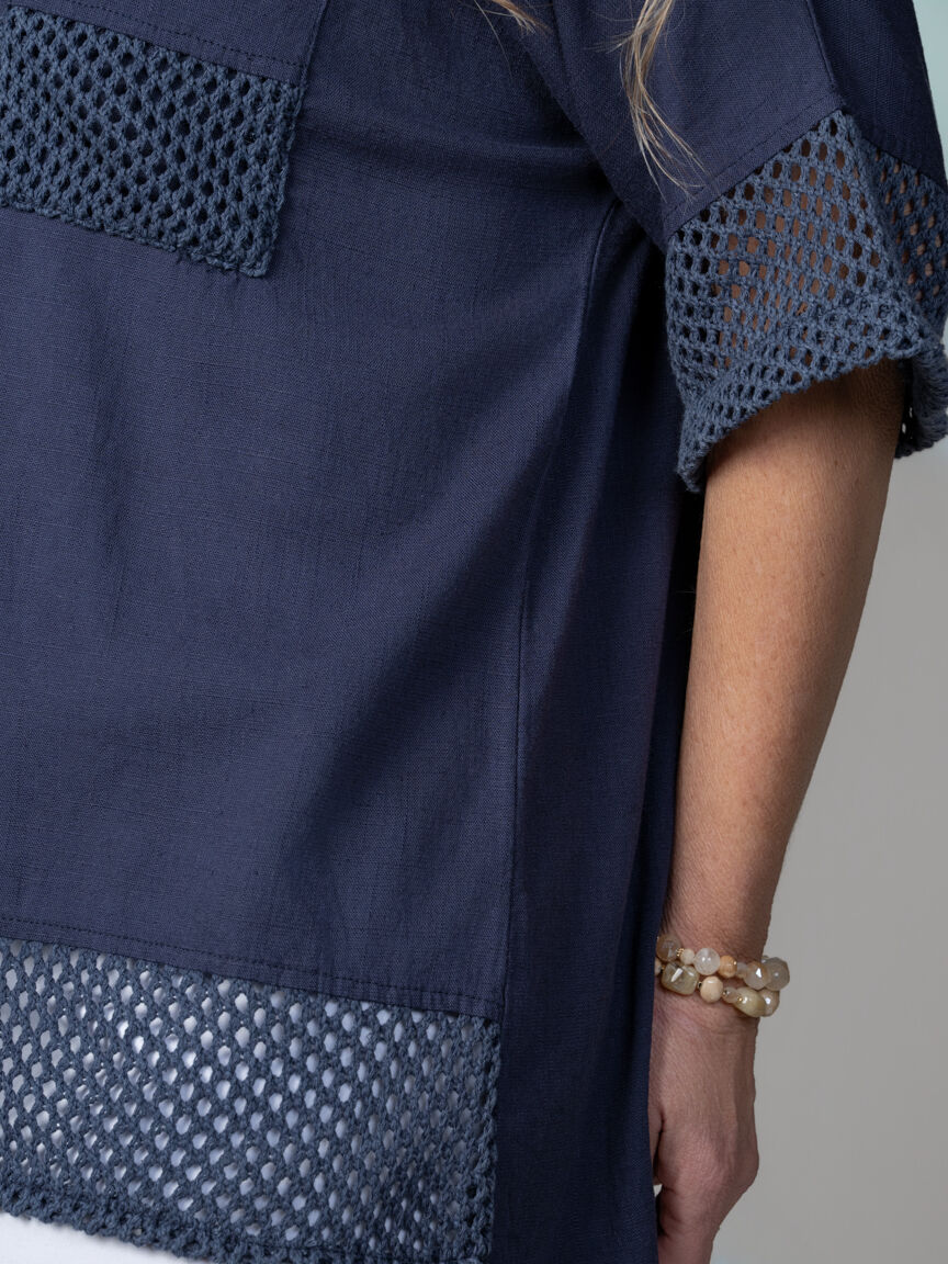 Short Sleeve Top With Crochet Trim