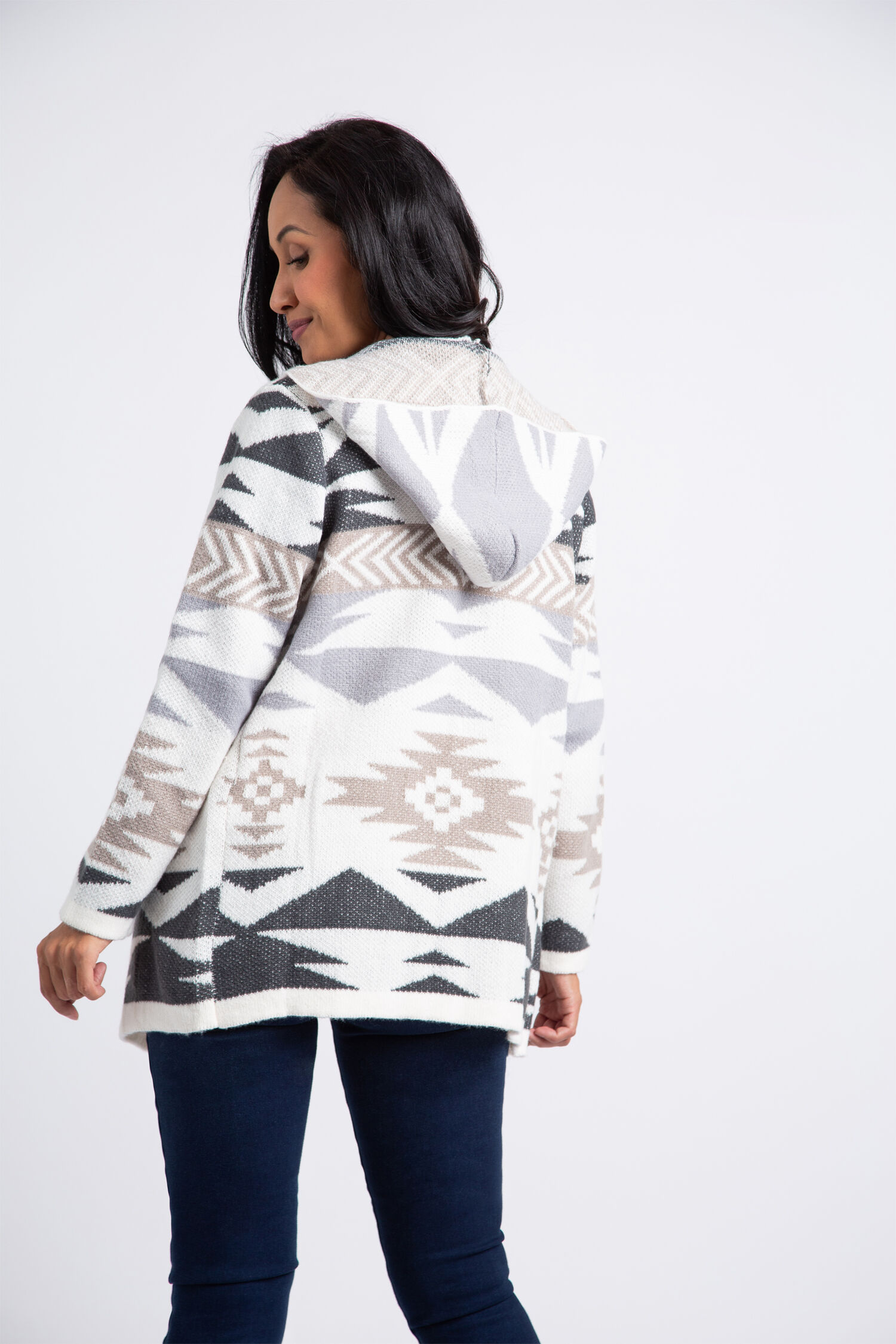 Aztec Print Hooded Cardigan  Image 3