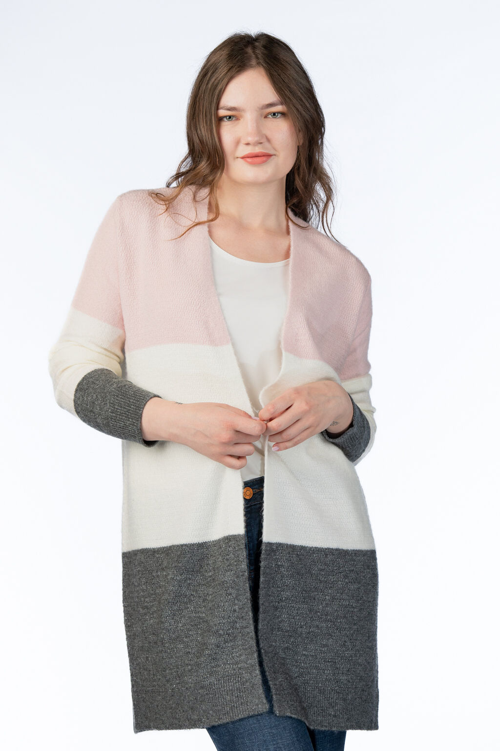 Super Soft Colorblock Pink Cardigan  Image 1