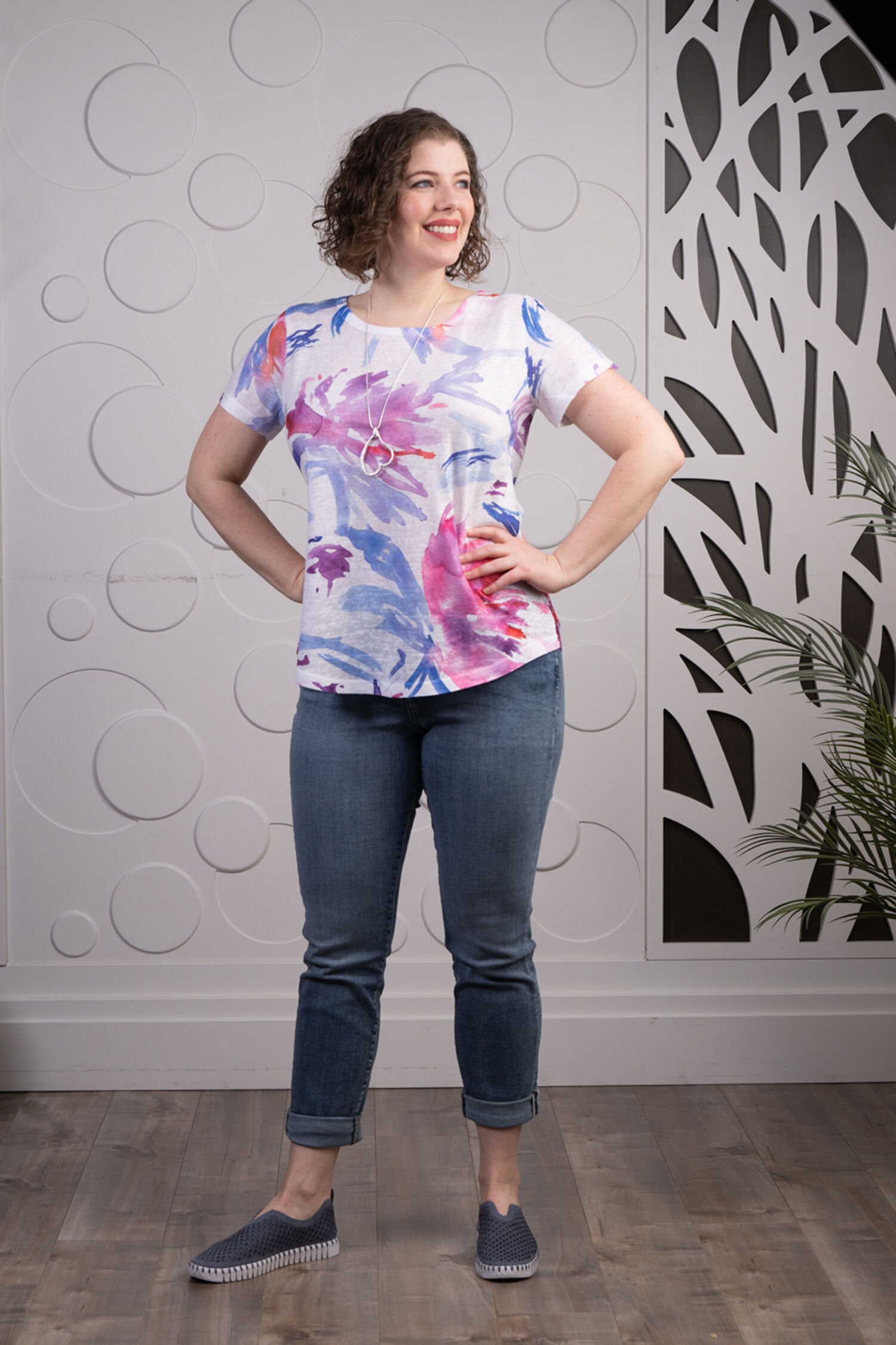 Short Sleeve Abstract Burnout Top Image 1