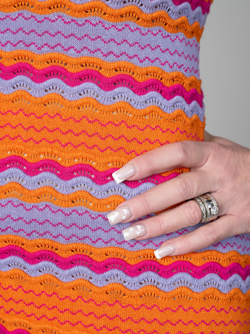 Short Sleeve Lace-Knit Long Dress