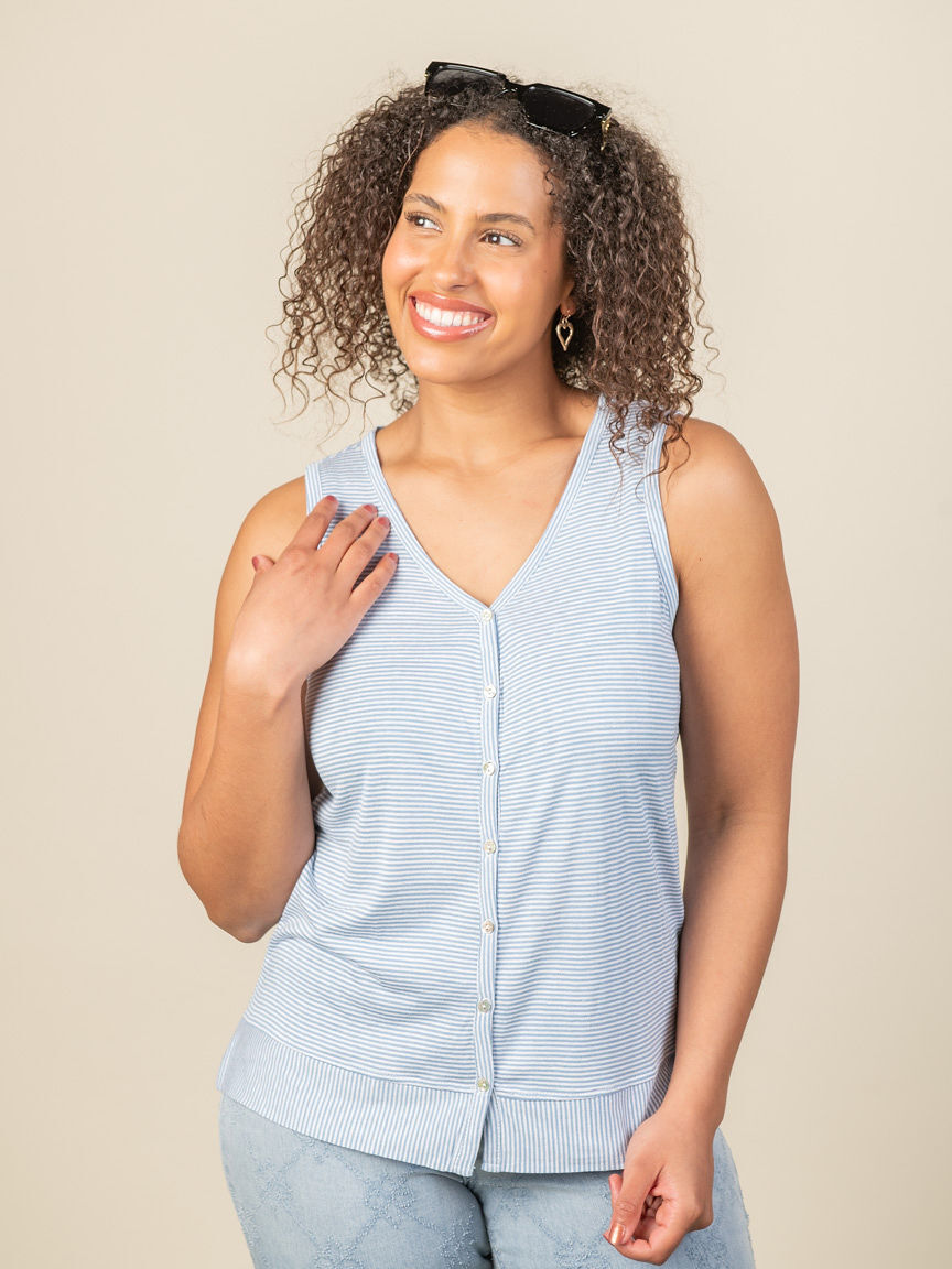 Yarn Dye Stripe Sleeveless Top Image 1