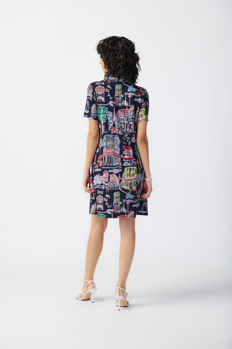 Scenery Print Silky Knit Trapeze Dress Image 3
