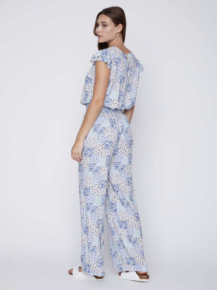 Pull-On Patchwork Wide-Leg Pant Image 3