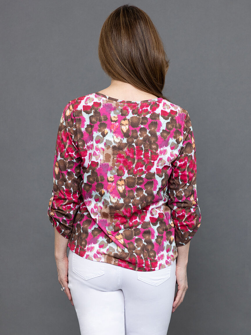 Long Sleeve Top wtih Roll Tab Sleeves Image 4