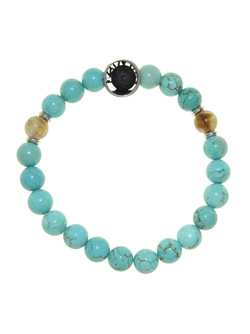 Marble Bead Elastic Bracelet With Tree Charm