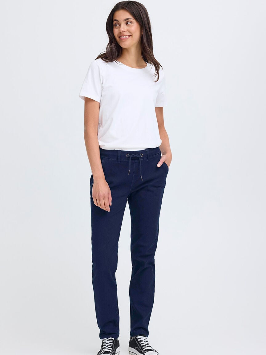 Pull-On Jeans With TIe Waist