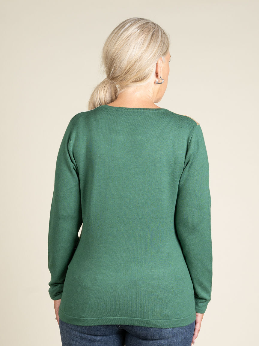 Long Sleeve Color-Block Sweater With Hotfix