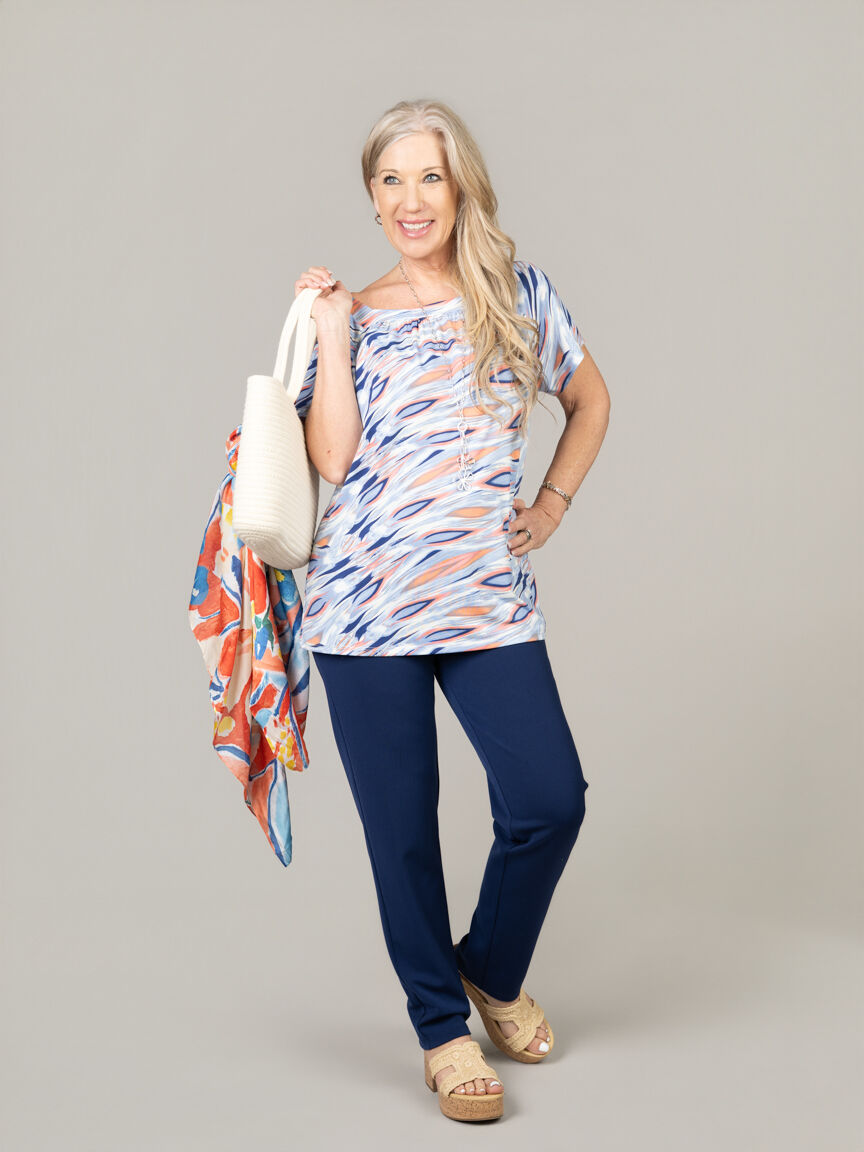 Boat Neck Short Sleeve Top