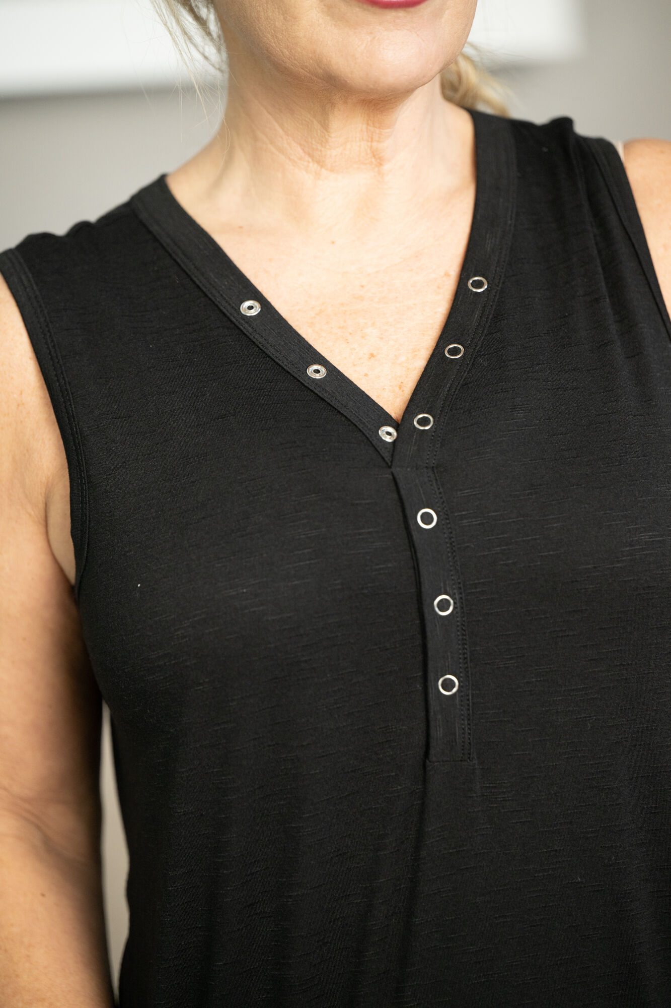 Henley Knit Button Tank  Image 2