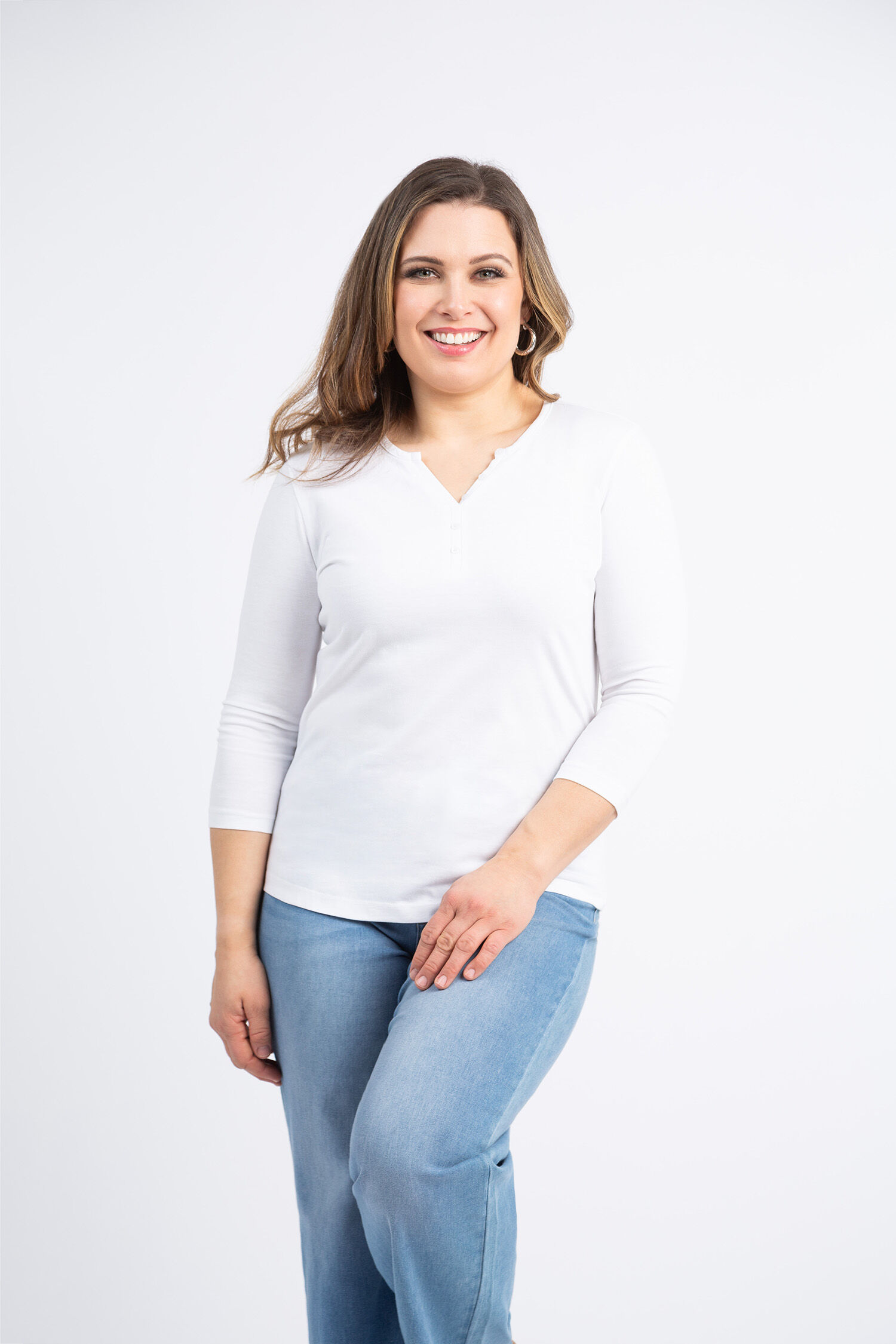 &frac34; Sleeve Henley Tee Image 4