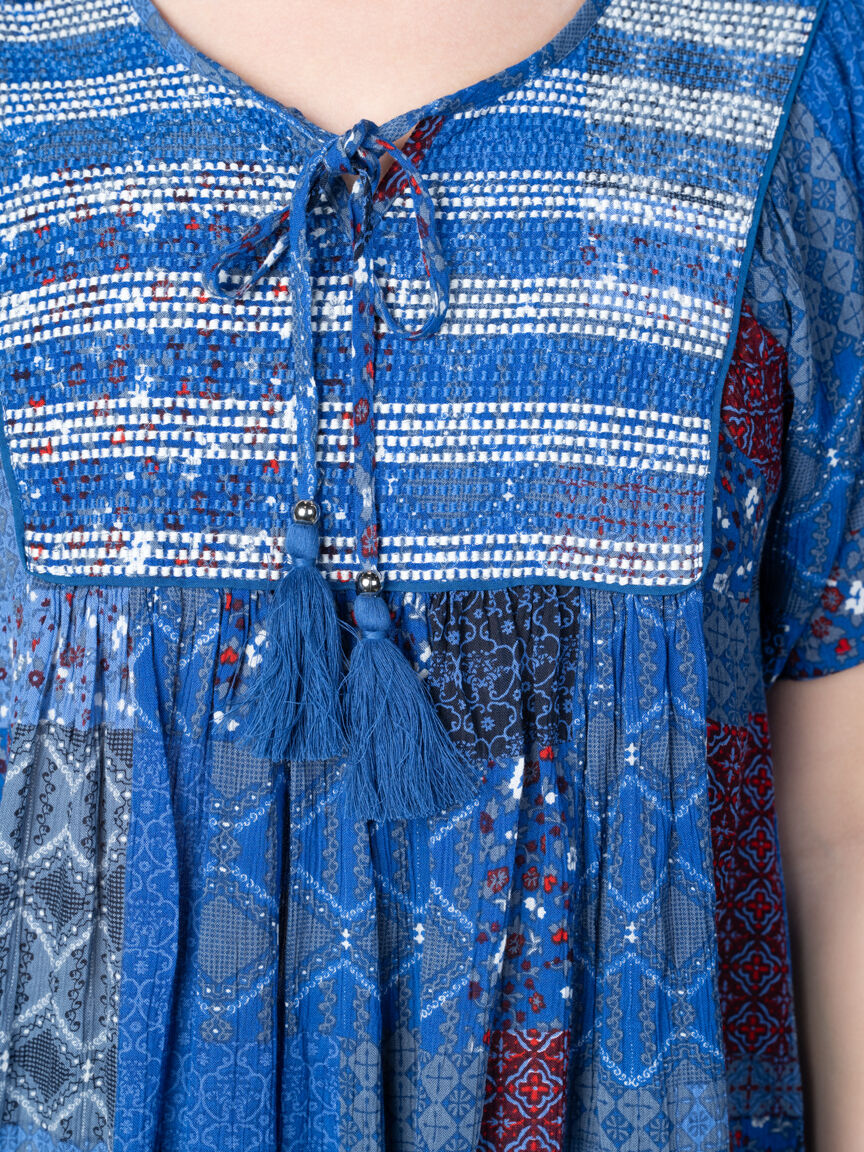 Patchwork Top With Tassel Ties