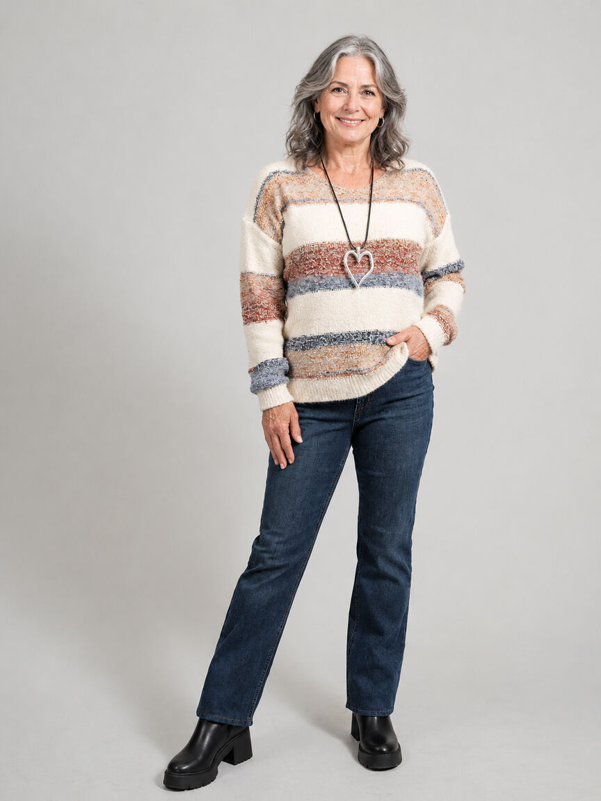 Boucle Yarn V-Neck Sweater