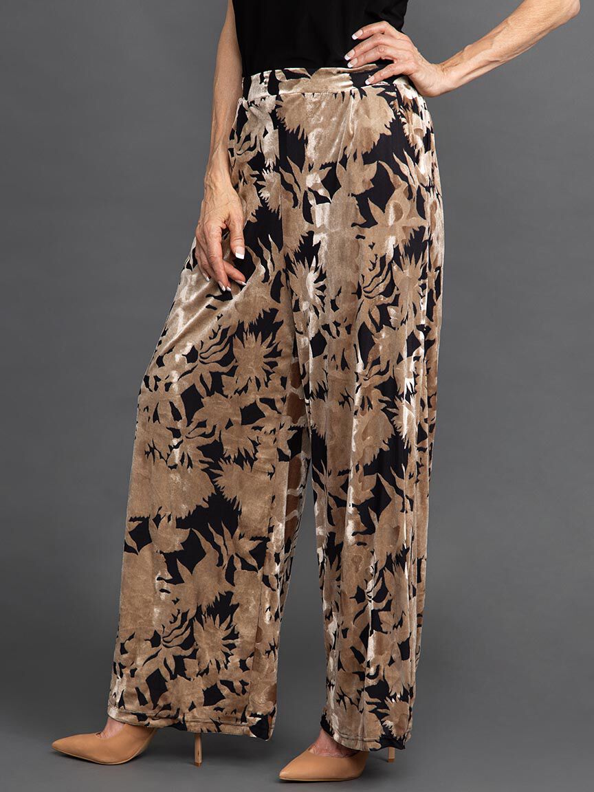 Velour Burnout Wide-Leg Pull-On Pant  Image 3